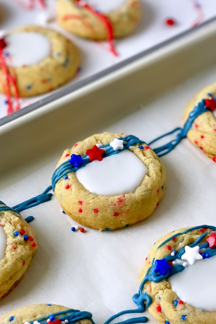 Patriotic Thumbprint Cookies with Vanilla Icing