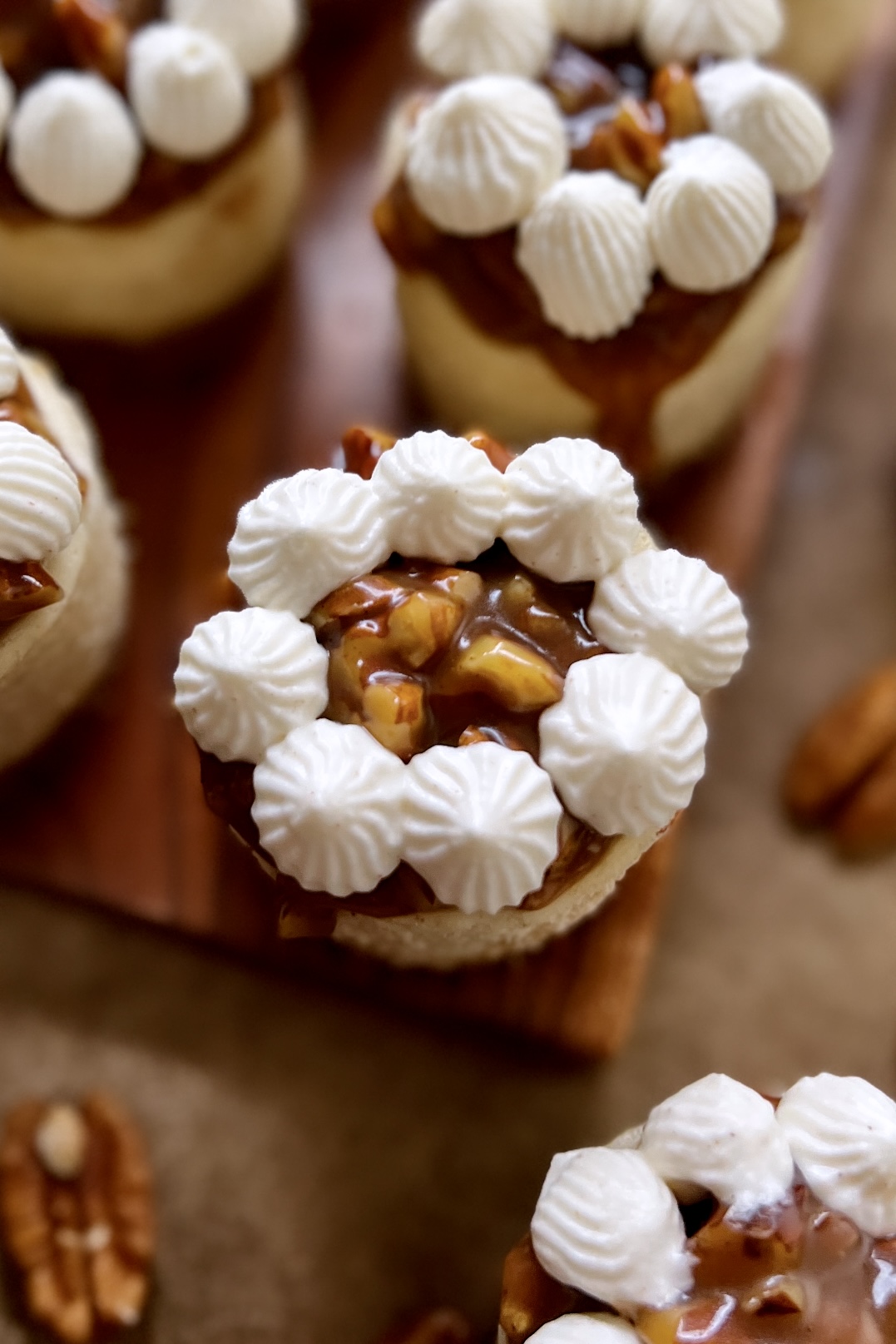 Mini Pecan Pie Cheesecakes With Boozy Maple Whipped Cream - Bake ...